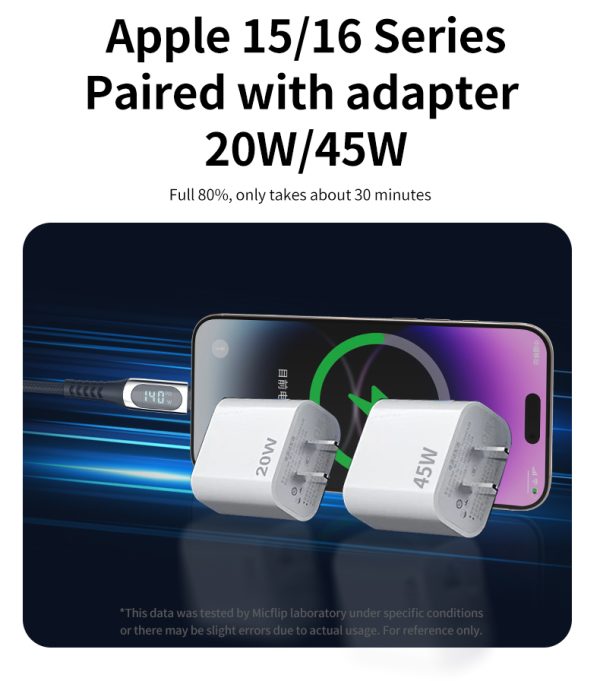 Fast Charging Data Display 5A Cable High Speed Transfer Black Metal Original Charger Cord Shell C189 Chip for iPhone/Tablet - Image 7
