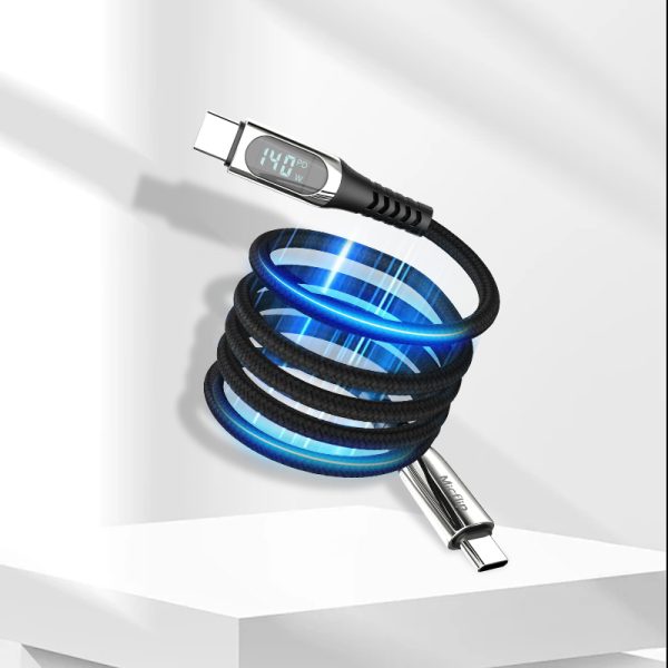 Fast Charging Data Display 5A Cable High Speed Transfer Black Metal Original Charger Cord Shell C189 Chip for iPhone/Tablet